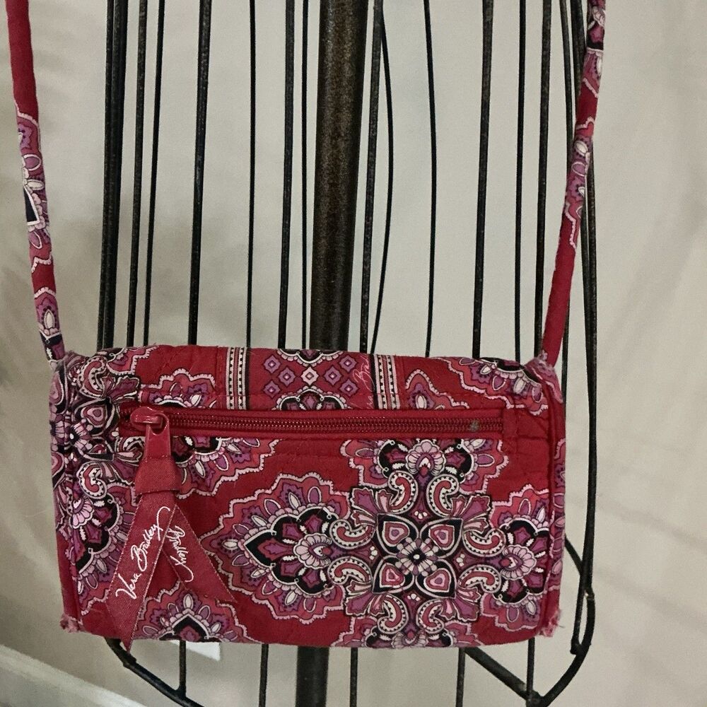 Vera Bradley Frankly Scarlett Red Pink Crossbody Handbag Wallet